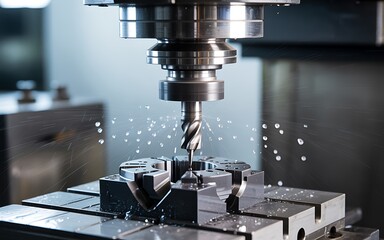 Precision metalworking a close up of a cnc milling machine in operation