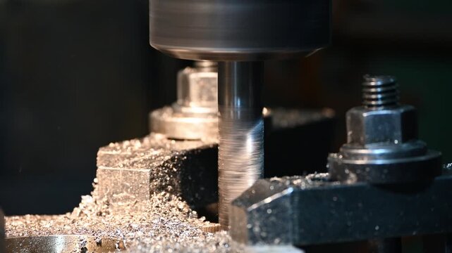 The hole boring  process on NC milling machine by flat nose end mill tool.