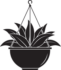 Hanging plant in pot silhouette leaves garden