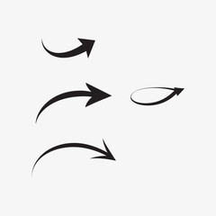 Fototapeta premium Black curved arrows and oval pointing right direction