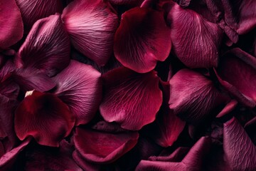 Dark red rose petals background with rich texture and dramatic lighting