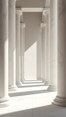 Obraz premium White Plaster Columns In Sunlight Creating Long Shadows In Greece Style