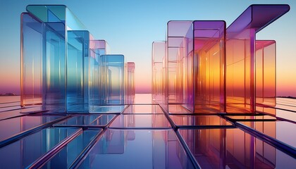 abstract glass structures with subtle gradients and interesting reflections