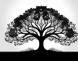 black and white tree silhouette design for graphic use
