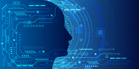 New technologies. Human artificial intelligence. Engineering industry. Vector illustration.