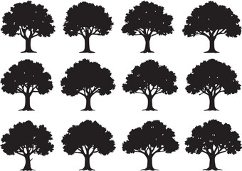 Diverse Tree Silhouettes Collection | Nature Icons, Forest Elements Flat Plant Graphics