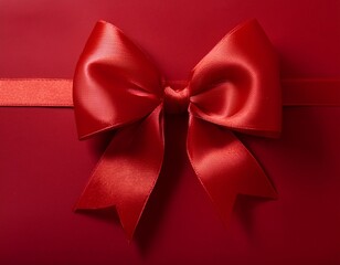 a vibrant red satin ribbon with a large bow