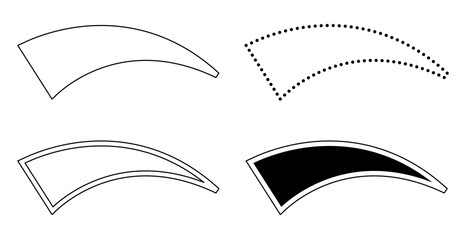 弧を描くテロップベース 扇状のラベル・タグデザイン・扇形のタイトル見出しフレームセット