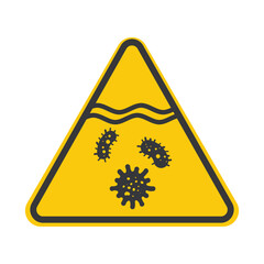 Isolated caution sign bacteria, virus, microbe under water, do not swim or drink