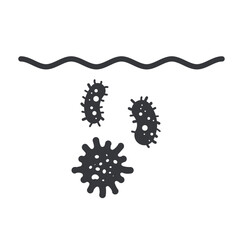 Isolated pictogam bacteria, virus, microbe under water, do not swim or drink