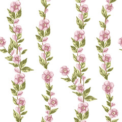 Spring seamless pattern with cherry and sakura flowers in blossom