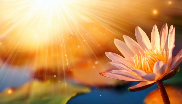 tropical flower lotus lily glows in the rays of the hot sun life affirming background banner post copy space