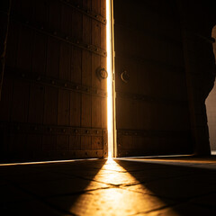 Mysterious Golden Light Cracking Through Darkness