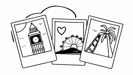 Hand Drawn Travel Photos Collection with London Landmarks