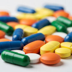 Vibrant Assortment of Multicolored Pills and Capsules for Health Treatment