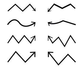 Zigzag Arrow Trend Icons for Business Growth, Stock Market Analysis and Economi
