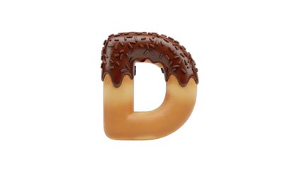 Donut Letter D with Chocolate Frosting and Sprinkles