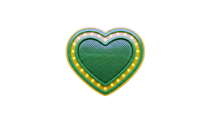 Green and Yellow Heart-Shaped Marquee Sign with Lights