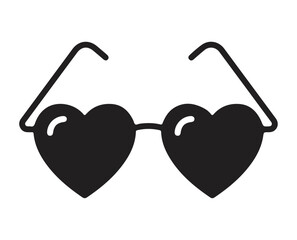 heart shaped sunglasses icon, black minimal vector illustration design