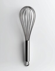 Stainless Steel Wire Whisk Kitchen Utensil on White Background Studio Shot