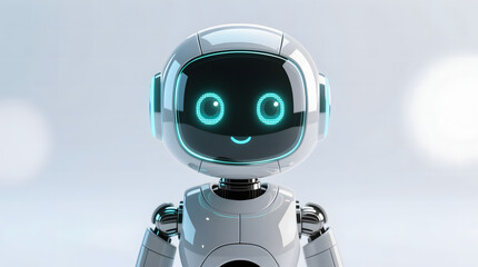 A pristine white robot stands against a soft, high-key bokeh background, symbolizing clarity in technology.