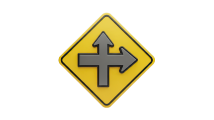 Road Sign: Intersection with Straight and Right Turn Arrows