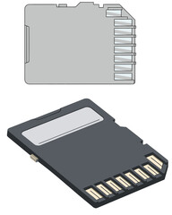 SD Memory Card Vector Illustration for Data Storage on White