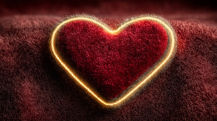 Red heart on a dark fuzzy background - ai generative