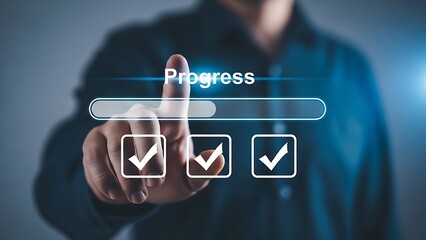 Task Processing and Work Status Update with Progress Bar and Success Checkmarks