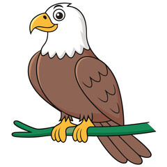 Cute cartoon eagle character in vector illustration style