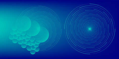 Digital technology speed connect blue green background, cyber nano information, abstract communication, innovation future tech data, internet network connection, Ai big data, line dot illustration