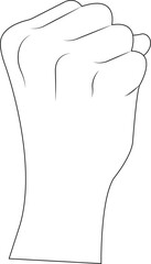 clenched fist hand gesture punch black and white Raised fist  outline