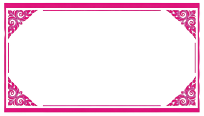 Pink floral traditional thai pattern corner border frame design