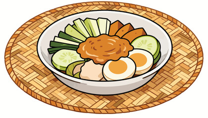 A vibrant illustration of a tasty meal with boiled eggs and vegetables