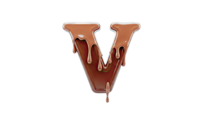 Chocolate Letter V with Dripping Effect