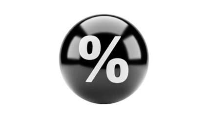 Glossy Black Sphere with Percent Symbol