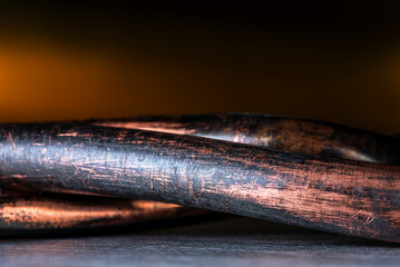 Oxidized thin copper pipe, result of use in refrigeration and air conditioning systems, non-ferrous metal scrap
