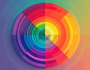 Obraz premium Colorful Circular Pixelated Pattern with Rainbow Gradient Spectrum Effect