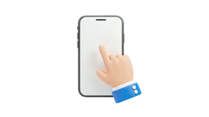3D Cartoon Hand Tapping on Smartphone Screen