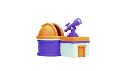 3D Cartoon Observatory and Telescope