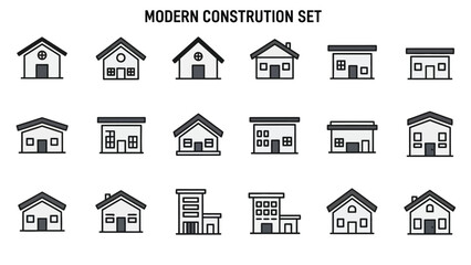 Fototapeta premium Collection of Modern House Illustrations Featuring Various Architectural Designs and Styles