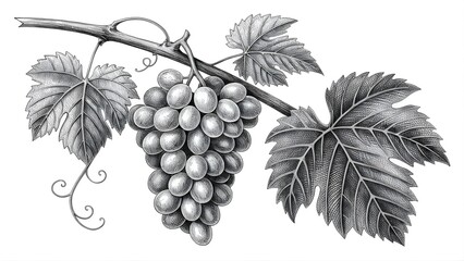 Naklejka premium Illustration of a bunch of grapes