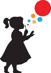 Obraz premium Silhouette of a girl with balloons Vector
