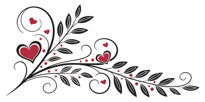 An elegant floral design with hearts and swirls, vector