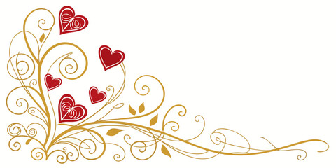 Fototapeta premium Elegant golden heart frame with ornate swirls, vector