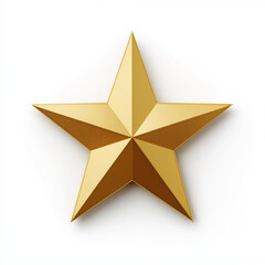 Obraz premium Golden Five Pointed Star Isolated on White Background, Luxury Glitter Symbol for Rating, Achievement, Awards and Premium Design