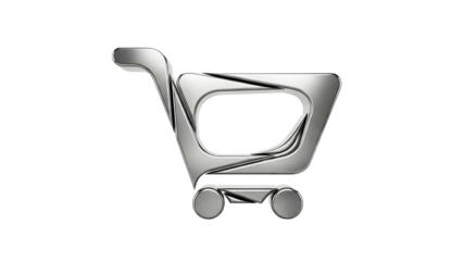 Shiny silver shopping cart icon