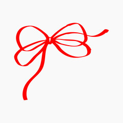Hand drawn red ribbon doodle collection