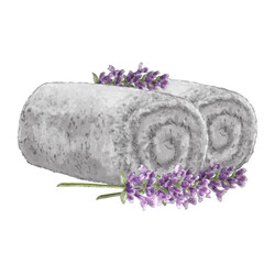 Rolled Towels with Lavender Illustration⁠
