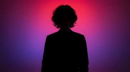 Sophisticated Silhouette on Colorful Backdrop - Dramatic Visual for Book Covers, Music Posters, and Editorial Content